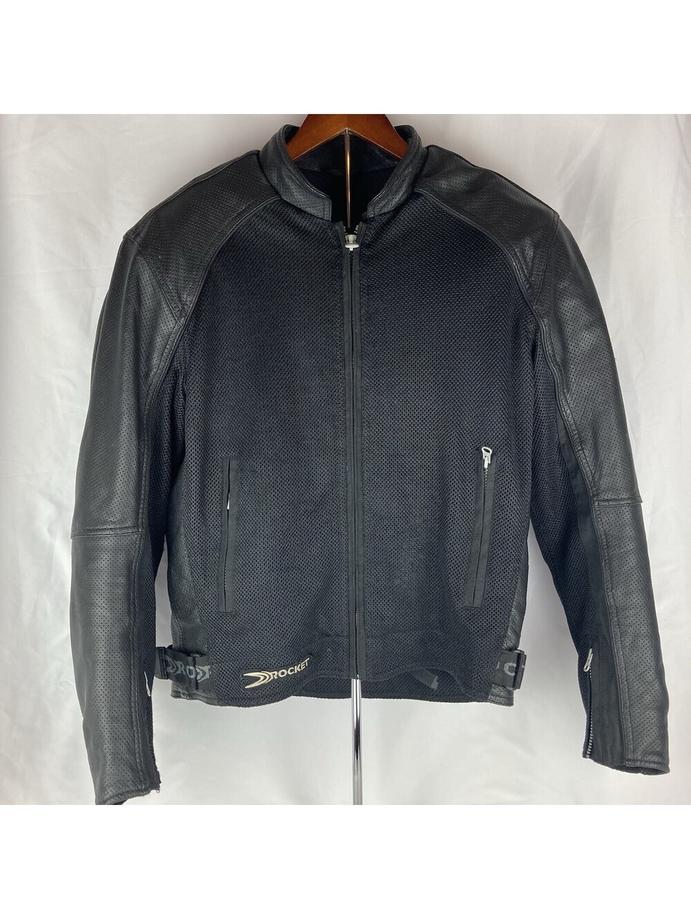 Men’s Medium Joe Rocket Leather Mesh Motorcycle Jacket Black Perforated Armored